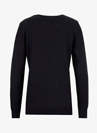 Limon V Yaka Slim Fit Düz Siyah Kazak Kadın ML5WL-KZK9009