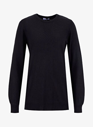 Limon Bisiklet Yaka Slim Fit Düz Siyah Kazak Kadın ML5WL-KZK-9002