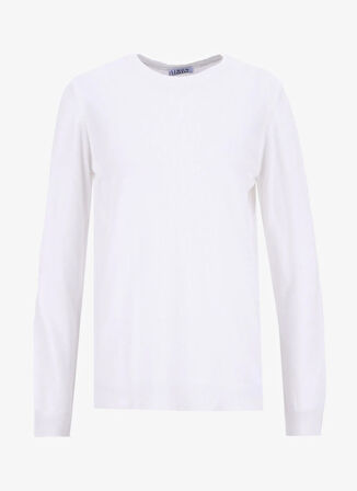 Limon Bisiklet Yaka Slim Fit Düz Ekru Kazak Kadın ML5WL-KZK-9002