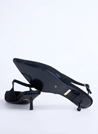 Fabrika Deri Siyah Kadın Topuklu Ayakkabı D-KITTEN-ILSA