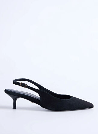 Fabrika Deri Siyah Kadın Topuklu Ayakkabı D-KITTEN-ILSA