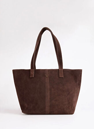 Fabrika Süet Kahve Kadın Tote Çanta AVY-AVEZA