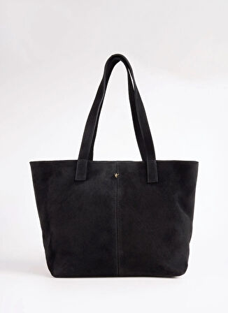 Fabrika Süet Siyah Kadın Tote Çanta AVY-AVEZA