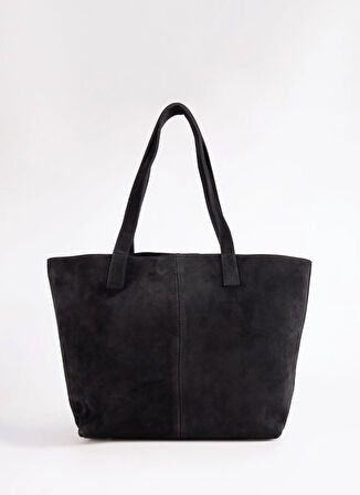 Fabrika Süet Siyah Kadın Tote Çanta AVY-AVEZA