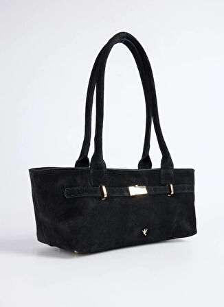 Fabrika Deri Siyah Kadın Omuz Çantası AVY-BAIRD