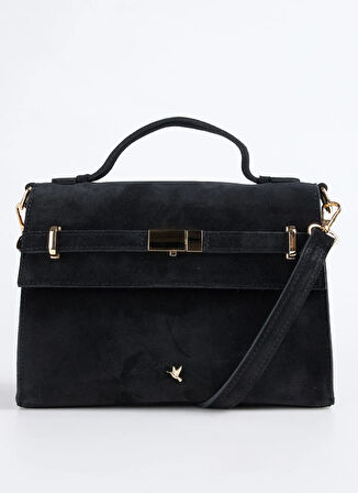 Fabrika Deri Siyah Kadın Omuz Çantası AVY-ANTONIA