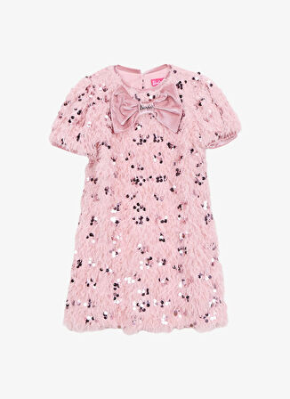 Barbie Pullu Pembe Kız Çocuk Abiye Elbise BRB5WG-ELB6669