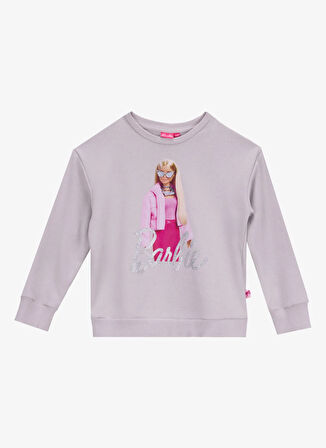 Barbie Baskılı Kız Çocuk Gri Sweatshırt BRB5WG-SWT6631