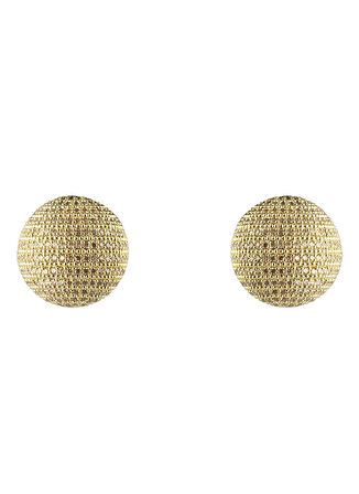 Ponponiere Bej - Altın Küpe Disco Champagne Earrings