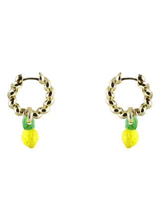 Ponponiere Sarı - Altın Küpe Lola Lemon Earrings