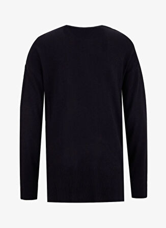 People By Fabrika V Yaka Loose Fit Düz Siyah Kazak Kadın PBF5WL-KZK9519