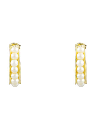 Ponponiere Beyaz - Altın Küpe Sophie Earrings