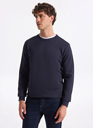 People By Fabrika Bisiklet Yaka Düz Lacivert Erkek Sweatshırt PBF5WM-SWT 5055