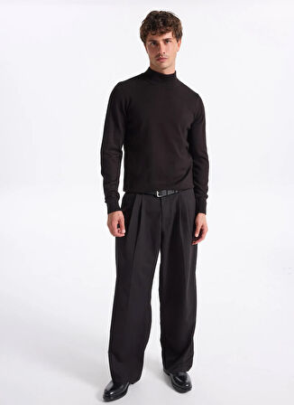 People By Fabrika Polo Yaka Relaxed Düz Siyah Erkek Kazak PBF5WM-KZK 5050