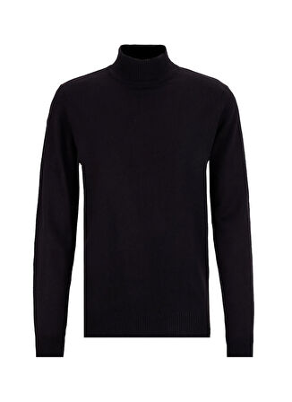 People By Fabrika Polo Yaka Relaxed Düz Siyah Erkek Kazak PBF5WM-KZK 5050