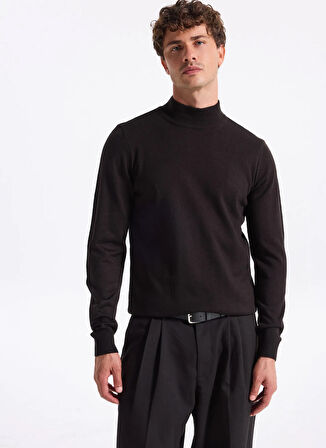 People By Fabrika Polo Yaka Relaxed Düz Siyah Erkek Kazak PBF5WM-KZK 5050