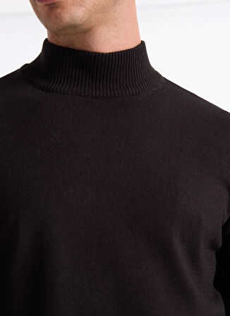 People By Fabrika Polo Yaka Relaxed Düz Siyah Erkek Kazak PBF5WM-KZK 5050