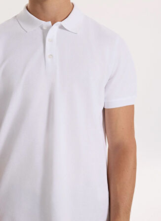 People By Fabrika Düz Beyaz Erkek Polo T-Shirt PBF5WM-TST 5022