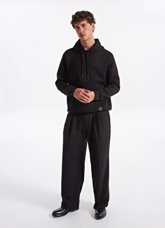 People By Fabrika Bisiklet Yaka Düz Siyah Erkek Sweatshırt PBF5WM-SWT 5056