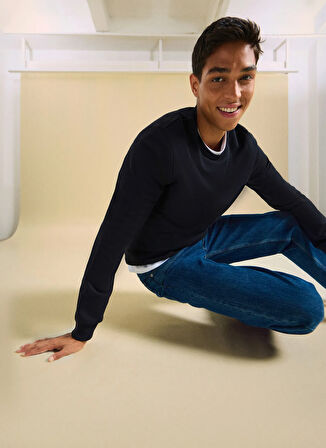 People By Fabrika Bisiklet Yaka Düz Siyah Erkek Sweatshırt PBF5WM-SWT 5055