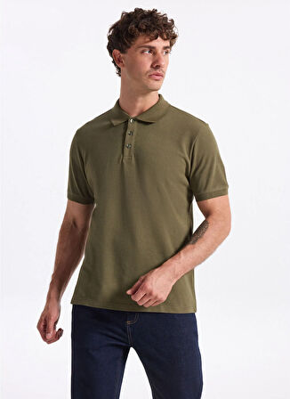 People By Fabrika Düz Haki Erkek Polo T-Shirt PBF5WM-TST 5022