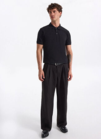 People By Fabrika Düz Siyah Erkek Polo T-Shirt PBF5WM-TST 5022
