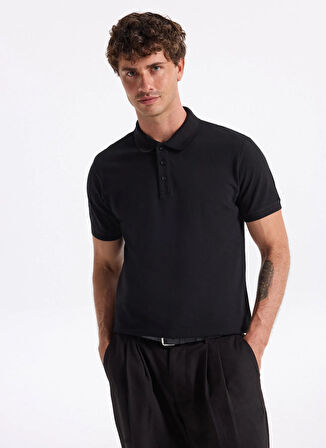 People By Fabrika Düz Siyah Erkek Polo T-Shirt PBF5WM-TST 5022