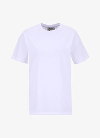 People By Fabrika Bisiklet Yaka Düz Beyaz - Siyah Kadın T-Shirt PBF5WL-TST9525