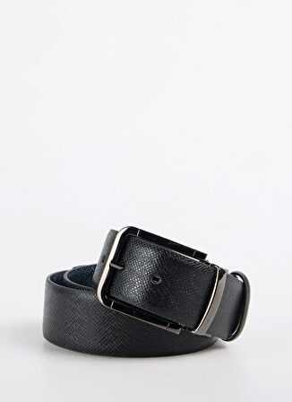 Fbk 013 4cm Çift Siyah-Laci Siyah Erkek Deri  Kemer