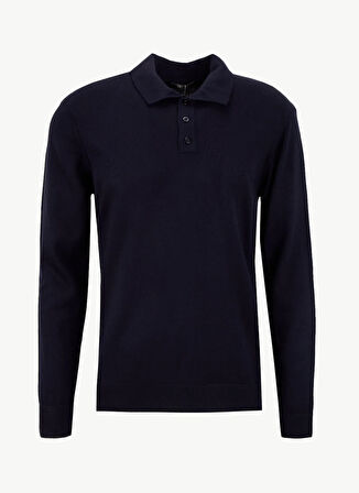 People By Fabrika Polo Yaka Basic Düz Lacivert Erkek Kazak PBF5WM-KZK9555