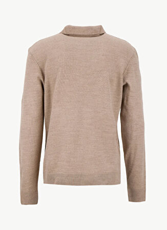 People By Fabrika Polo Yaka Basic Düz Bej Erkek Kazak PBF5WM-KZK9555