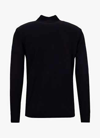 People By Fabrika Dik Yaka Basic Düz Siyah Erkek Kazak PBF5WM-KZK9556