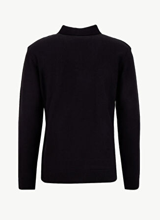 People By Fabrika Polo Yaka Basic Düz Siyah Erkek Kazak PBF5WM-KZK9555