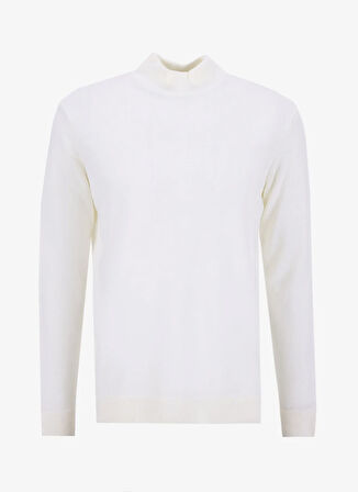 People By Fabrika Dik Yaka Basic Düz Ekru Erkek Kazak PBF5WM-KZK9556