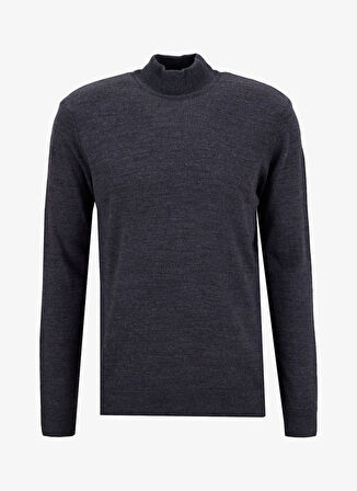 People By Fabrika Dik Yaka Basic Düz Antrasit Erkek Kazak PBF5WM-KZK9556