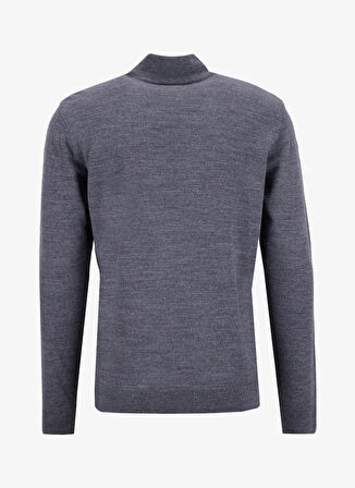 People By Fabrika Dik Yaka Basic Düz Gri Erkek Kazak PBF5WM-KZK9556