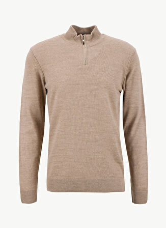 Limon Bato Yaka Basic Düz Bej Erkek Kazak MML5WM-KZK9530