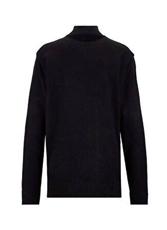 Limon Yarım balıkçı Yaka Basic Düz Siyah Erkek Kazak MML5WM-KZK9527