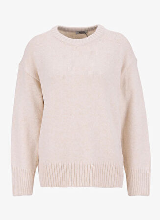 People By Fabrika Bisiklet Yaka Oversize Düz Bej Kazak Kadın PBF5WL-KZK9530