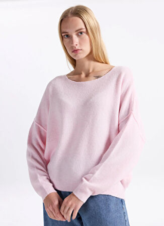 American Vintage Kayık Yaka Standart Pembe Kazak Kadın DAM225H25DRACHI