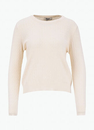 People By Fabrika Bisiklet Yaka Basic Düz Ekru Kazak Kadın PBF5WL-KZK9527