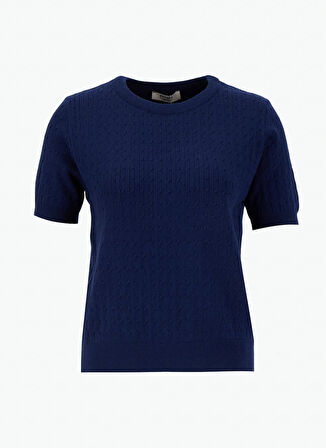 People By Fabrika Bisiklet Yaka Basic Saç Örgü Desenli Lacivert Kazak Kadın PBF5WL-KZK9545