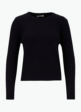 People By Fabrika Bisiklet Yaka Basic Düz Siyah Kazak Kadın PBF5WL-KZK9527