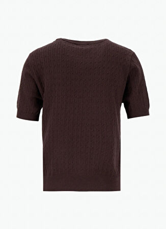 People By Fabrika Bisiklet Yaka Basic Saç Örgü Desenli Kahve Kazak Kadın PBF5WL-KZK9545