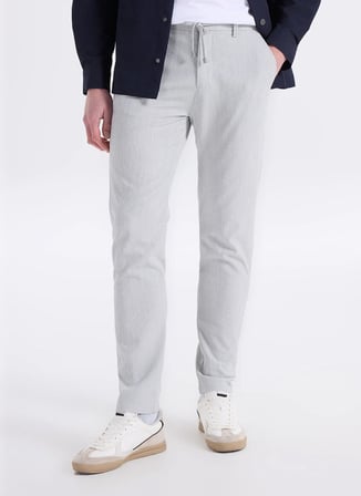 Fabrika Bağlamalı Bel Normal Paça Jogger Gri Erkek Pantolon F6SM-PNT 2633