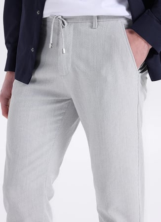 Fabrika Bağlamalı Bel Normal Paça Jogger Gri Erkek Pantolon F6SM-PNT 2633
