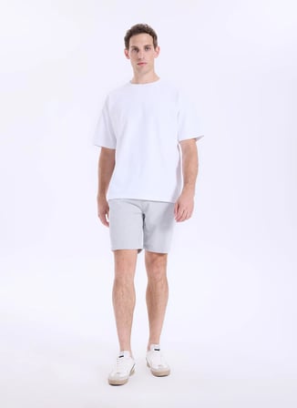 Fabrika Gri Erkek Jogger Çizgili Bermuda Şort FABRESA N