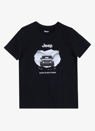 Jeep Baskılı Siyah Erkek Çocuk T-Shirt J6SB-TST7693