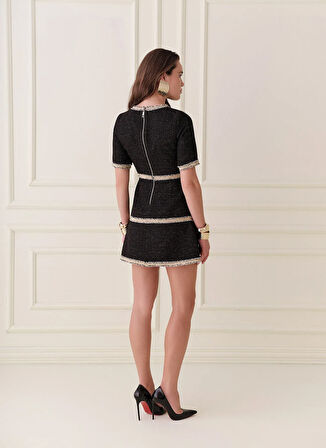 Selyns Bisiklet Yaka Siyah Kısa Kadın Elbise Regalo Elbise