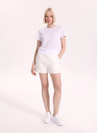Fabrika Bisiklet Yaka Düz Beyaz Kadın T-Shirt F6SL-TST0355